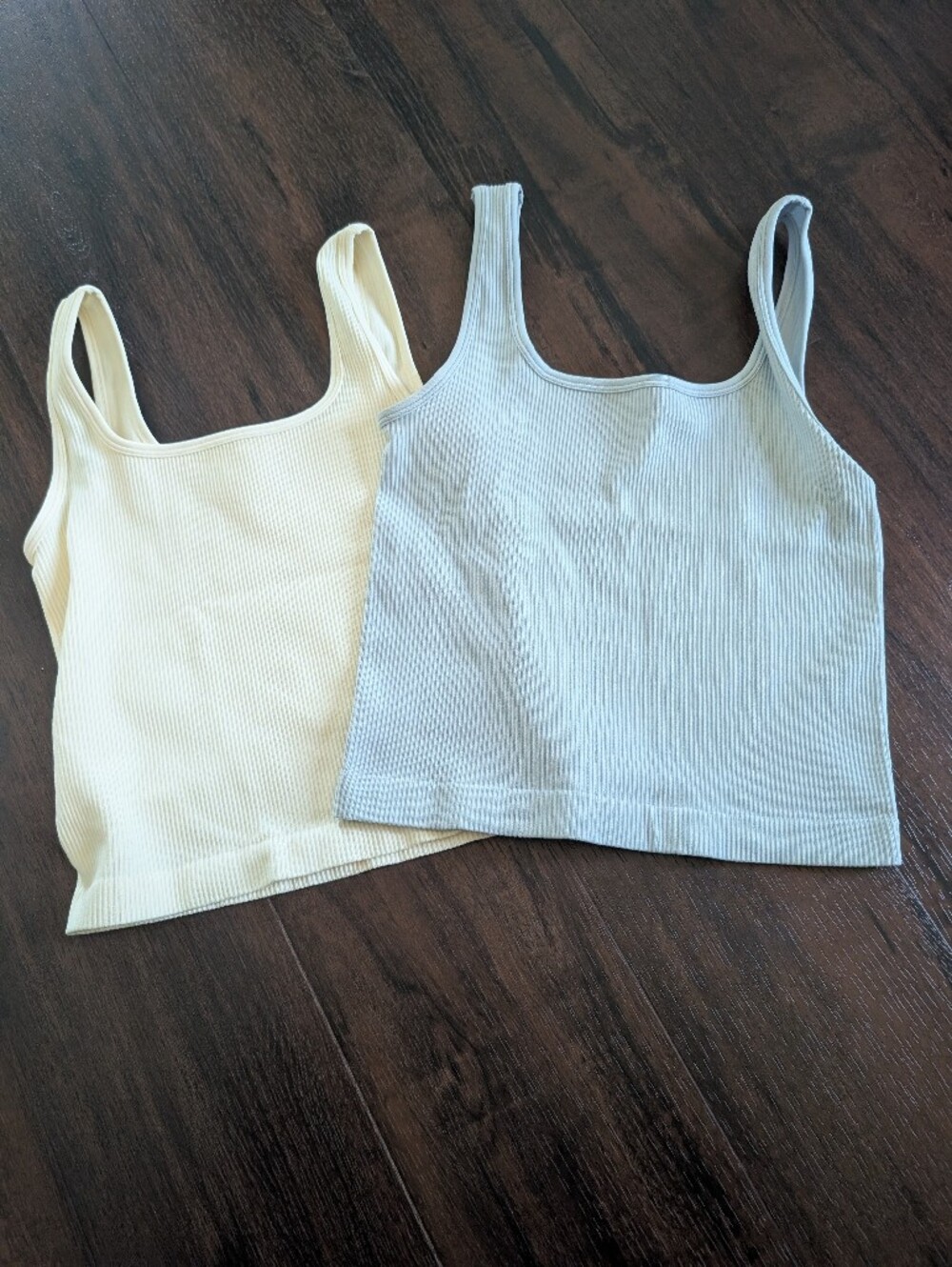 Classic Ribbed Tank Tops - Light Blue & Cream Duo